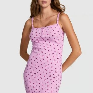 PINK Victoria's Secret Cherry Print Pointelle Slip Dress